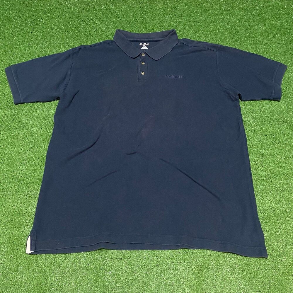 Carhartt K570 Workwear Faded Polo Shirt Navy Blue Mens XL Embroidered Logo
